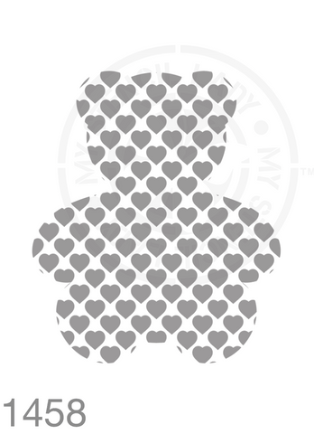 Patterned Silhouette Bear Love Hearts Stencil 1458 for Kids Decor Reusable Stencils and Templates for Walls Artwork Furniture Rooms Cards