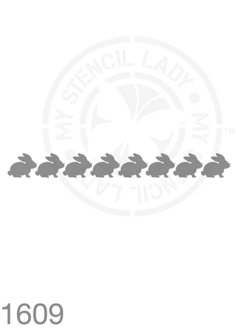 Long Thin Border Bunny Rabbit Easter Stencil 1609 Rabbits and Celebration Eggs Reusable Stencils and Templates