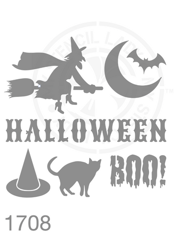 Halloween Stencil 1708 Spooky Witches and Bats Trick or Treat Special Occasion Stencils and Templates