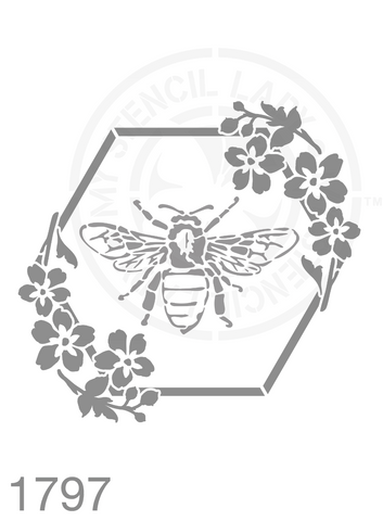 Bee Floral Geometric Stencil 1797 Reusable Animals Fauna and Wildlife Stencils and Templates