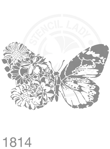 Butterfly Florals Stencil 1814 Animal Flowers Reusable Templates and Stencils