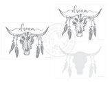 Boho and Aztec Style Cow Skulls Stencil 1034 Reusable Animals Fauna and Wildlife Stencils and Templates