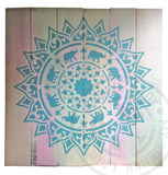 Mandala Timber Art 'GLOW IN THE DARK Elephant Mandala' *SOLD* - My Stencil Lady Australian Made Stencils Mandala Vintage Craft Scrapbooking