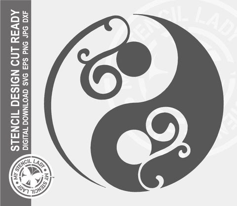 Yin Yang 113 Stencil Digital Download Laser Cricut Cut Ready Design Template SVG PNG JPG EPS DXF Files