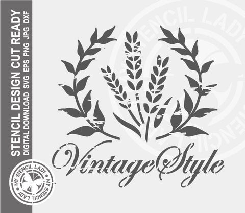 Wheat Vintage 221 Stencil Digital Download Laser Cricut Cut Ready Design Template SVG PNG JPG EPS DXF Files