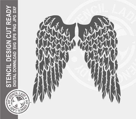 Angel Wings 337 Stencil Digital Download Laser Cricut Cut Ready Design Templates SVG PNG JPG EPS DXF Files