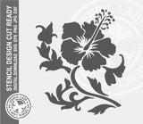 Hibiscus 405 Stencil Digital Download Laser Cricut Cut Ready Design Template SVG PNG JPG EPS DXF Files