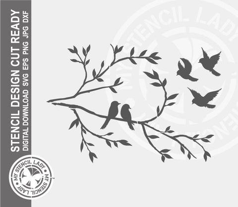 Birds 419 Stencil Digital Download Laser Cricut Cut Ready Design Templates SVG PNG JPG EPS DXF Files