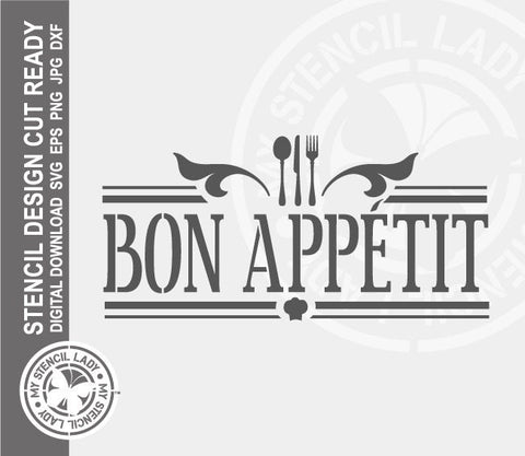 Bon Appetit 715 Stencil Digital Download Laser Cricut Cut Ready Design Templates SVG PNG JPG EPS DXF Files