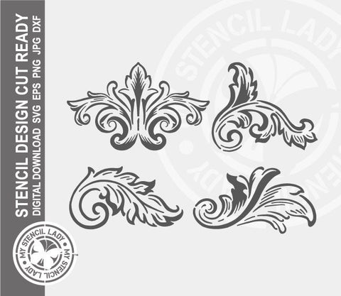 Baroque 759 Stencil Digital Download Laser Cricut Cut Ready Design Templates SVG PNG JPG EPS DXF Files