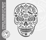 Sugar Skull 876 Stencil Digital Download Laser Cricut Cut Ready Design Template SVG PNG JPG EPS DXF Files