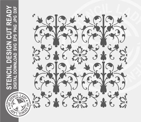 Damask 1249 Stencil Digital Download Laser Cricut Cut Ready Design Templates SVG PNG JPG EPS DXF Files