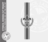 Fleur de lis Stripe 1260 Stencil Digital Download Laser Cricut Cut Ready Design Templates SVG PNG JPG EPS DXF Files
