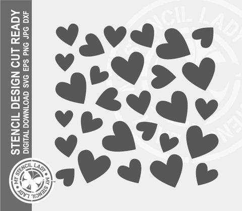 Love Hearts Pattern 1311 Stencil Digital Download Laser Cricut Cut Ready Design Template SVG PNG JPG EPS DXF Files