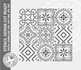 Mixed Multiple Tiles Patterns 1346 Stencil Digital Download Laser Cricut Cut Ready Design Template SVG PNG JPG EPS DXF Files