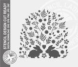 Rabbits Twigs 1354 Stencil Digital Download Laser Cricut Cut Ready Design Template SVG PNG JPG EPS DXF Files
