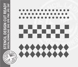 Borders Mix Dots Checks Diamonds 1410 Stencil Digital Download Laser Cricut Cut Ready Templates SVG PNG JPG EPS DXF Files