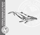 Whale Ocean Animals Sea Creatures 1420 Stencil Digital Download Laser Cricut Cut Ready Template SVG PNG JPG EPS DXF Files