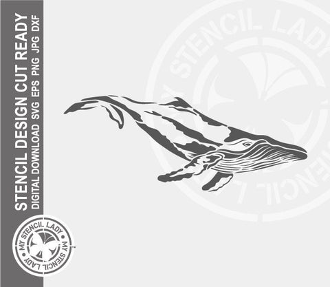 Whale Ocean Animals Sea Creatures 1420 Stencil Digital Download Laser Cricut Cut Ready Template SVG PNG JPG EPS DXF Files