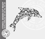 Dolphin Patterned 1439 Stencil Digital Download Laser Cricut Cut Ready Design Templates SVG PNG JPG EPS DXF Files