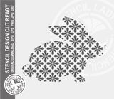 Bunny Patterned 1440 Stencil Digital Download Laser Cricut Cut Ready Design Templates SVG PNG JPG EPS DXF Files