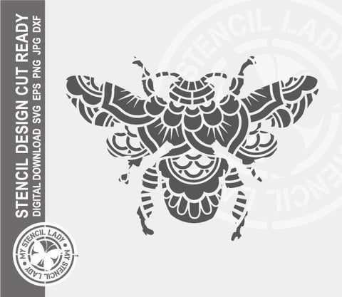 Bee Patterned 1448 Stencil Digital Download Laser Cricut Cut Ready Design Templates SVG PNG JPG EPS DXF Files