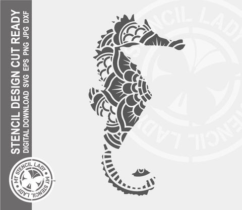 Seahorse Patterned 1450 Stencil Digital Download Laser Cricut Cut Ready Design Template SVG PNG JPG EPS DXF Files