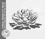 Water Lily 1493 Stencil Digital Download Laser Cricut Cut Ready Design Template SVG PNG JPG EPS DXF Files