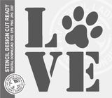 Love Paw 1516 Stencil Digital Download Laser Cricut Cut Ready Design Template SVG PNG JPG EPS DXF Files