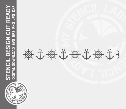 Anchors Wheels Border 1596 Stencil Digital Download Laser Cricut Cut Ready Design Templates SVG PNG JPG EPS DXF Files
