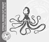Octopus 1670 Stencil Digital Download Laser Cricut Cut Ready Design Template SVG PNG JPG EPS DXF Files