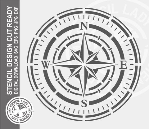 Compass 1735 Stencil Digital Download Laser Cricut Cut Ready Design Templates SVG PNG JPG EPS DXF Files