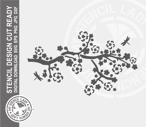 Cherry Blossom 108 Stencil Digital Download Laser Cricut Cut Ready Design Templates SVG PNG JPG EPS DXF Files