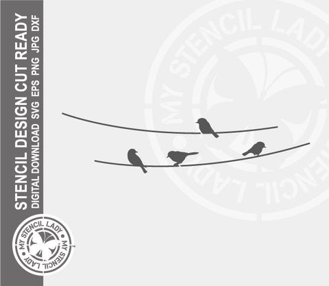 Birds Wire 123 Stencil Digital Download Laser Cricut Cut Ready Design Templates SVG PNG JPG EPS DXF Files