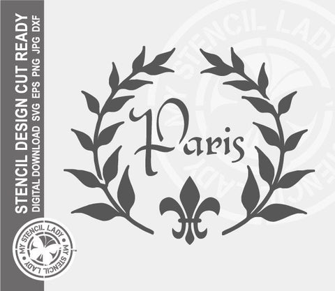 Paris Wreath 153 Stencil Digital Download Laser Cricut Cut Ready Design Template SVG PNG JPG EPS DXF Files