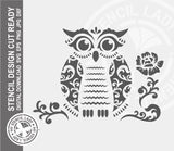Owl 201 Stencil Digital Download Laser Cricut Cut Ready Design Template SVG PNG JPG EPS DXF Files