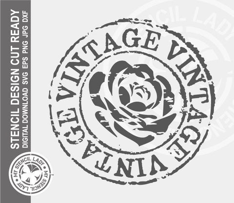 Vintage Rose 212 Stencil Digital Download Laser Cricut Cut Ready Design Template SVG PNG JPG EPS DXF Files