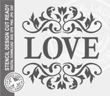 LOVE 223 Stencil Digital Download Laser Cricut Cut Ready Design Template SVG PNG JPG EPS DXF Files