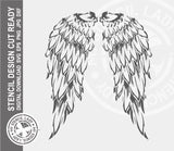 Angel Wings Pair 338 Stencil Digital Download Laser Cricut Cut Ready Design Templates SVG PNG JPG EPS DXF Files