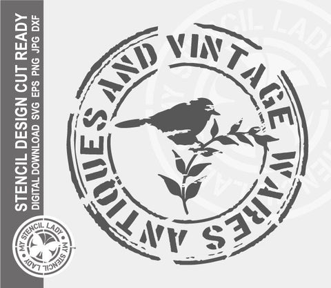 Antiques Vintage Bird Stamp 373 Stencil Digital Download Laser Cricut Cut Ready Design Template SVG PNG JPG EPS DXF Files