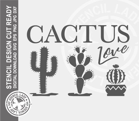 Cactus Love 906 Stencil Digital Download Laser Cricut Cut Ready Design Templates SVG PNG JPG EPS DXF Files