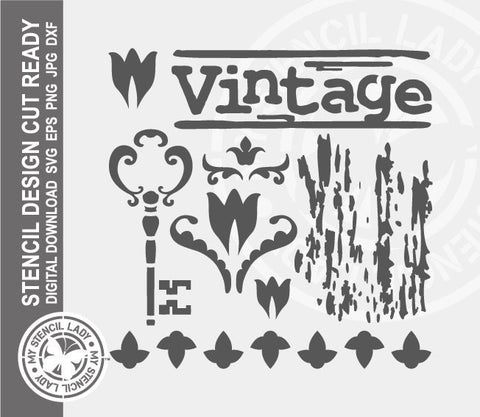 Vintage Mix 1006 Stencil Digital Download Laser Cricut Cut Ready Design Template SVG PNG JPG EPS DXF Files