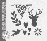 Deer Bunting Mix 1007 Stencil Digital Download Laser Cricut Cut Ready Design Templates SVG PNG JPG EPS DXF Files