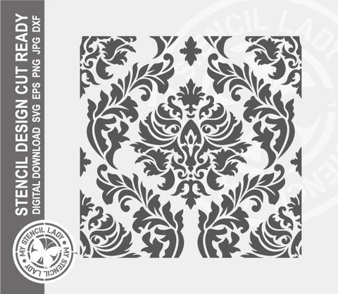 Damask Pattern 1254 Stencil Digital Download Laser Cricut Cut Ready Design Templates SVG PNG JPG EPS DXF Files