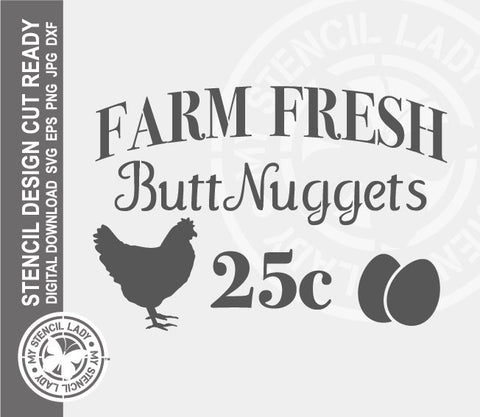 Butt Nugguts 1291 Stencil Digital Download Laser Cricut Cut Ready Design Templates SVG PNG JPG EPS DXF Files