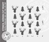 Deer Pattern 1299 Stencil Digital Download Laser Cricut Cut Ready Design Templates SVG PNG JPG EPS DXF Files