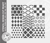 Mixed Multiple Classic Patterns Tiles 1349 Stencil Digital Download Laser Cricut Cut Ready Design Template SVG PNG JPG EPS DXF Files