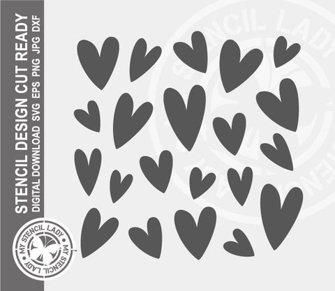 Love Hearts Pattern 1310 Stencil Digital Download Laser Cricut Cut Ready Design Template SVG PNG JPG EPS DXF Files