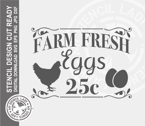 Farm Fresh Eggs 1292 Stencil Digital Download Laser Cricut Cut Ready Design Templates SVG PNG JPG EPS DXF Files