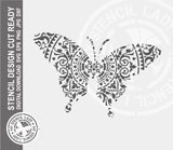 Butterfly Patterned 1442 Stencil Digital Download Laser Cricut Cut Ready Design Templates SVG PNG JPG EPS DXF Files
